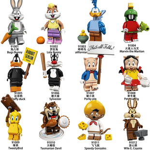 兼容国产积木人仔抽抽乐兔八哥达菲鸭猪小弟大嘴怪人仔偶玩具礼物