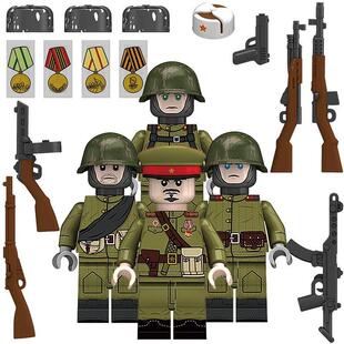 兼容国产积木人仔苏联步兵二战军事拼装 616 积木人仔儿童玩具N613