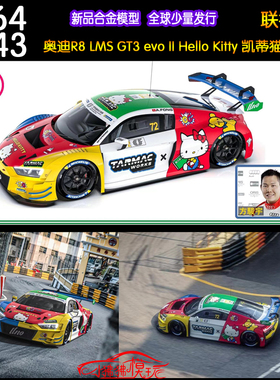 TW Tarmac Works 1:64 43奥迪R8 LMS GT3 EVO库洛米Kitty猫GT赛车