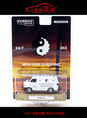 TW Tarmac Works 1:64道奇Dodge Van面包车模型New York Sunshine
