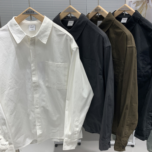 略有设计感 春季小外套 日系复古100%棉宽松休闲长袖衬衫男衬衣潮