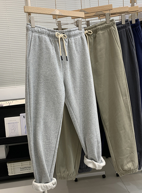 磨毛绒+毛圈料 odm公司货秋冬加绒保暖休闲收口卫裤男 百搭束口裤