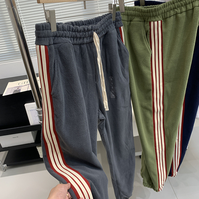 双面摇粒绒经典三条运动休闲卫裤