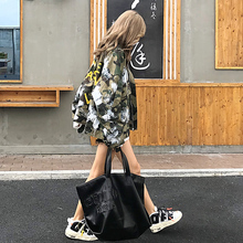 宽松bf春秋季 网红百搭迷彩工装 外套潮ins 牛仔外套女2019新款 韩版