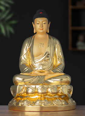 铜贴金中式佛堂释迦摩尼佛三宝佛