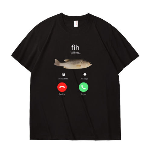 Fih Calling Remind Me 钓鱼爱好者鱼正在呼叫我纯棉短袖T恤男女