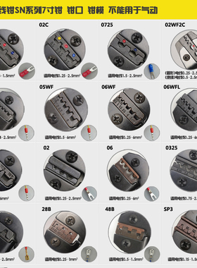 华胜SN压线钳钳口钳模 绝缘管形端子 插簧杜邦裸端子 28B/SP3钳口
