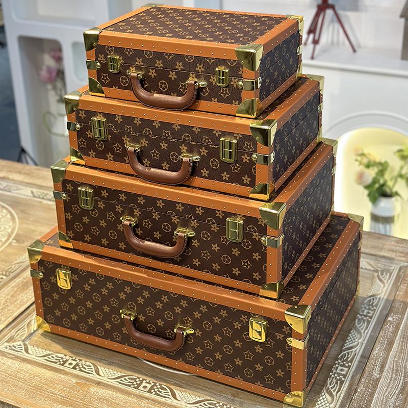 老花箱子复古手提箱纯色做旧橱窗装饰L收纳箱样板房可定制皮箱v
