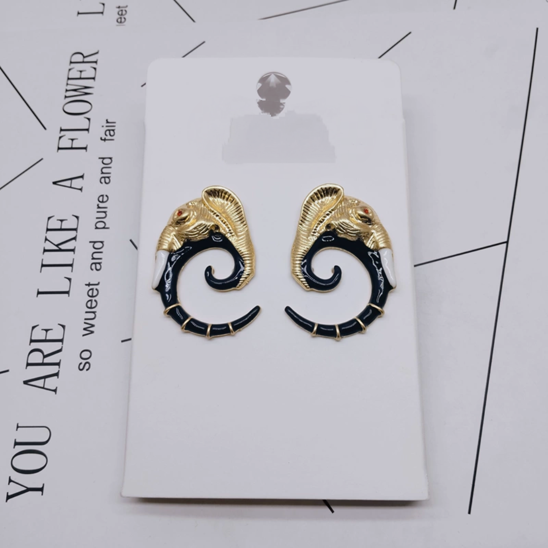 K187夸张质感时尚潮流气质名媛街拍几何中古滴釉创意金属耳钉女ZA