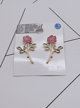 K269夸张质感时尚潮流气质名媛街拍几何滴釉宫廷创意金属耳钉～女