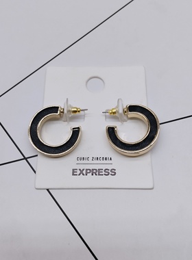 K181夸张质感时尚潮流气质名媛街拍几何贴创意金属耳环-女