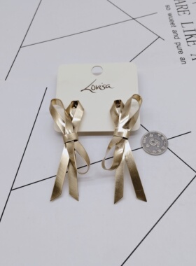 K272夸张质感时尚潮流气质名媛街拍几何套装宫廷创意金属耳钉～女