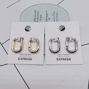 K172夸张质感时尚 女 潮流气质名媛街拍几何网红抖音创意金属耳扣