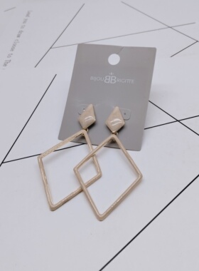 K273夸张质感时尚潮流气质名媛街拍几何滴釉宫廷创意金属耳钉～女