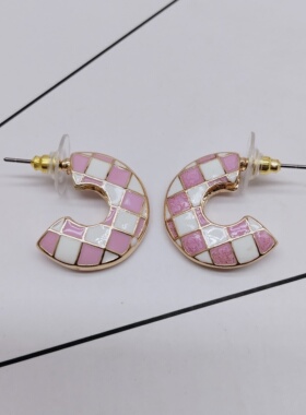 K134夸张质感时尚潮流气质名媛街拍几何滴釉宫廷创意金属耳环-女