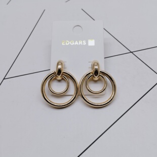 K281夸张质感时尚 女 潮流气质名媛街拍几何中古宫廷创意金属耳环