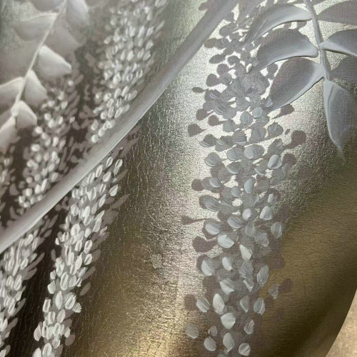 纯手绘手工经典金箔紫藤花壁纸