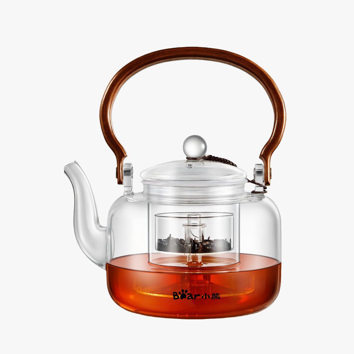 小熊泡茶壶煮茶壶CX-JB093茶水分离高硼硅玻璃电陶炉用1.2L大容量