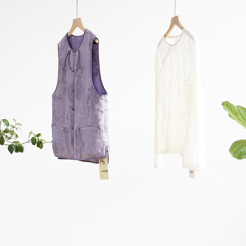 沐遥 麒麟踏云至 祥瑞落人间 藻井结扣 新中式古风薄棉马甲灰藤紫,女装/女士精品,上衣,淘宝优惠券,粉丝福利购,淘宝优惠卷