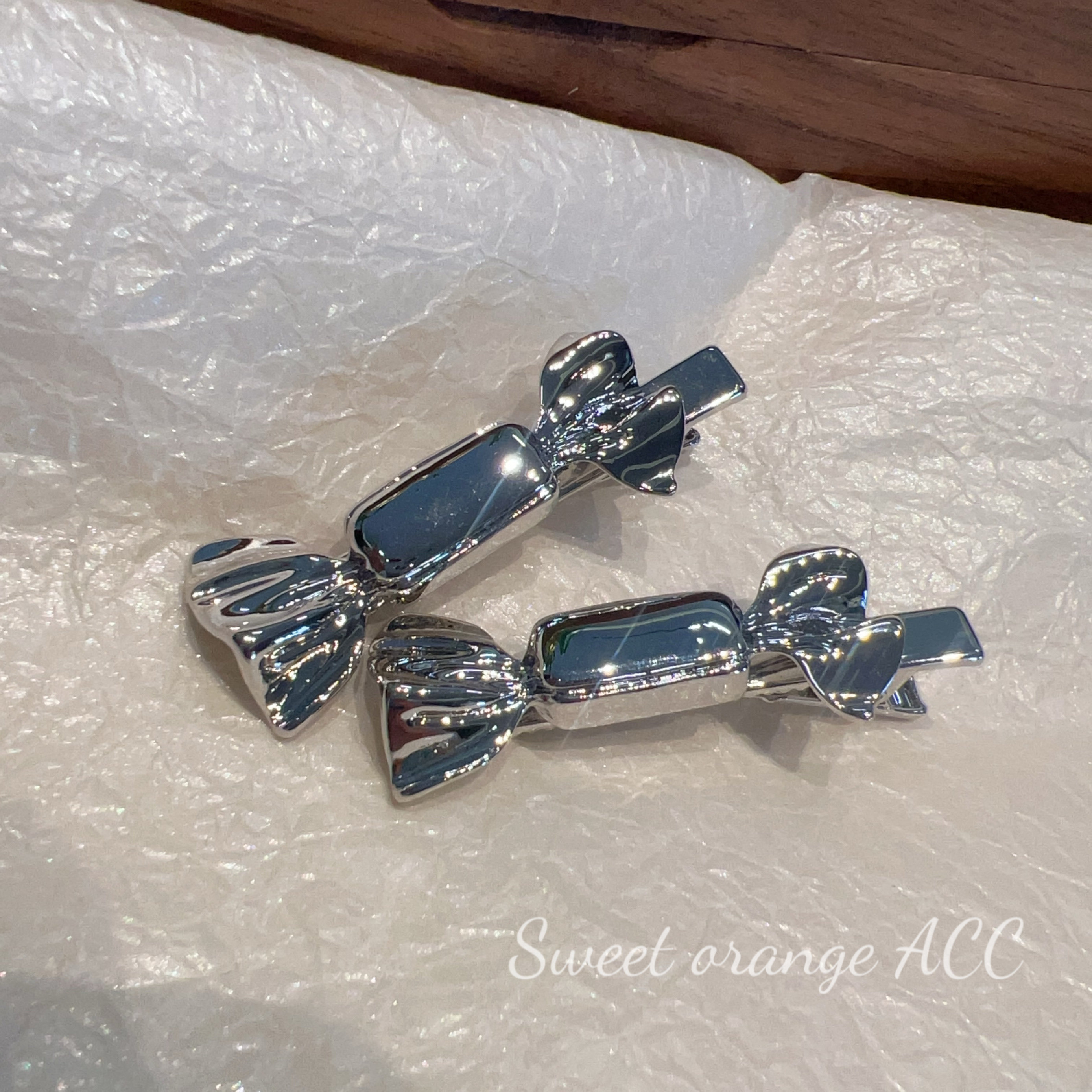 韩国ins博主fever同款银色糖果金属发夹小众设计百搭侧边夹碎发夹