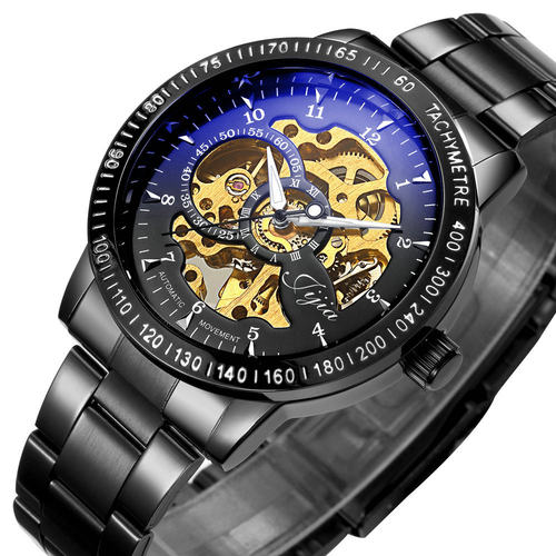 JIJIA吉家蓝玻璃大镂空自动机械表