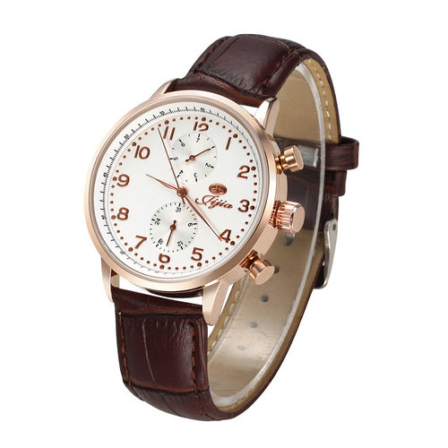 jijia真皮石英表高品质多功能