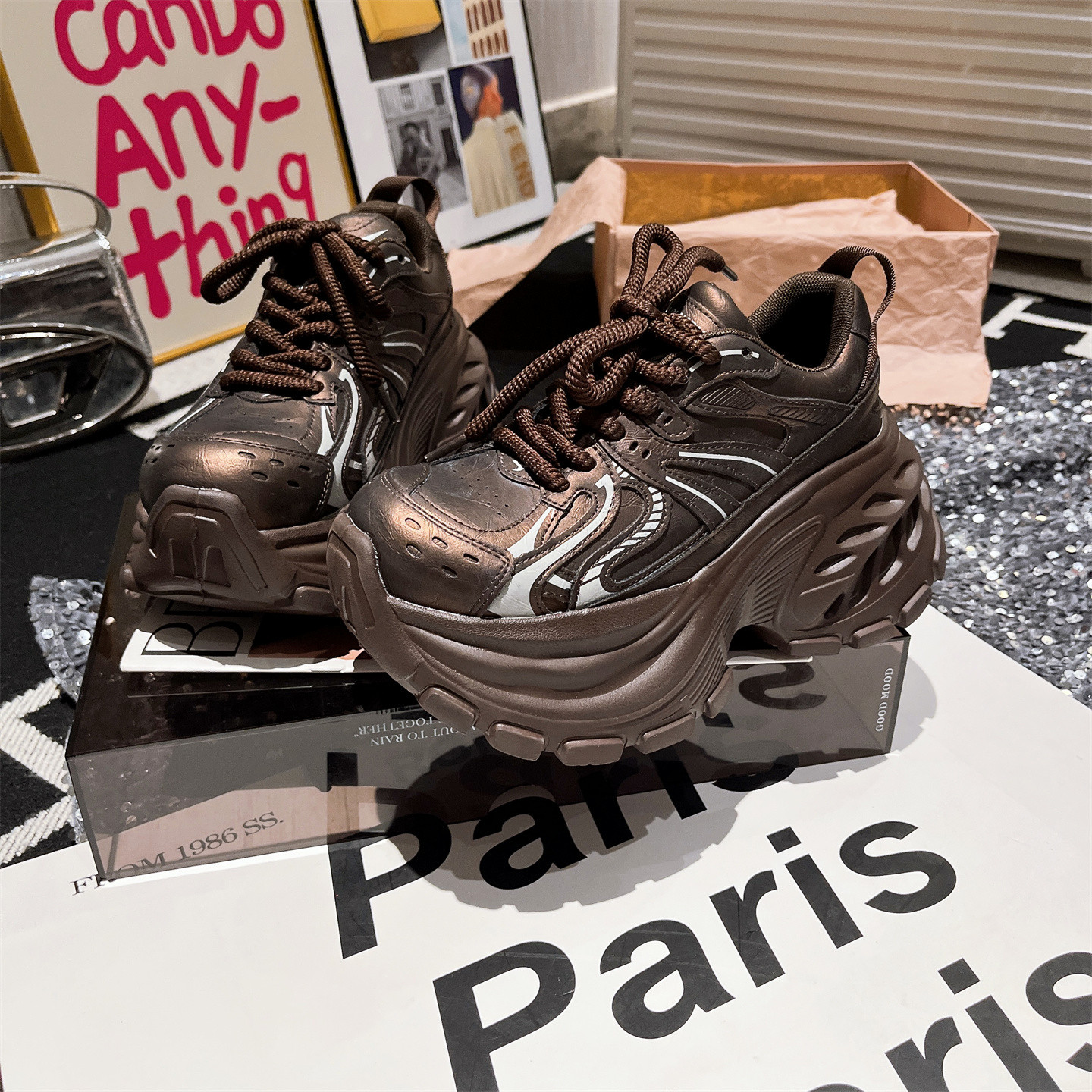 运动鞋休闲小白鞋帅气古铜棕女鞋