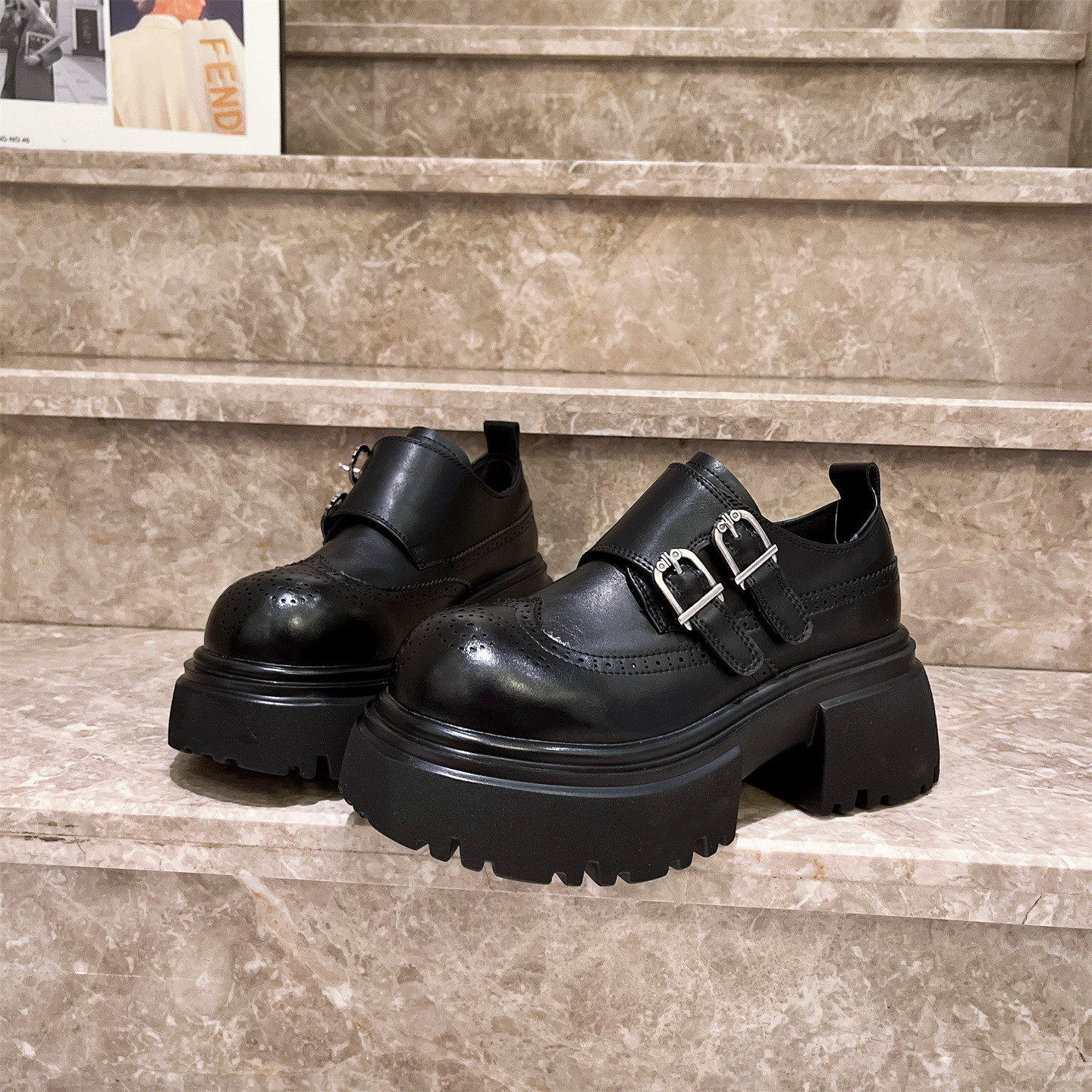 真皮版~英伦风字母金属扣厚底松糕JK小皮鞋乐福鞋布洛克大头女鞋,女鞋,乐福鞋（豆豆鞋）,淘宝优惠券,粉丝福利购,淘宝优惠卷