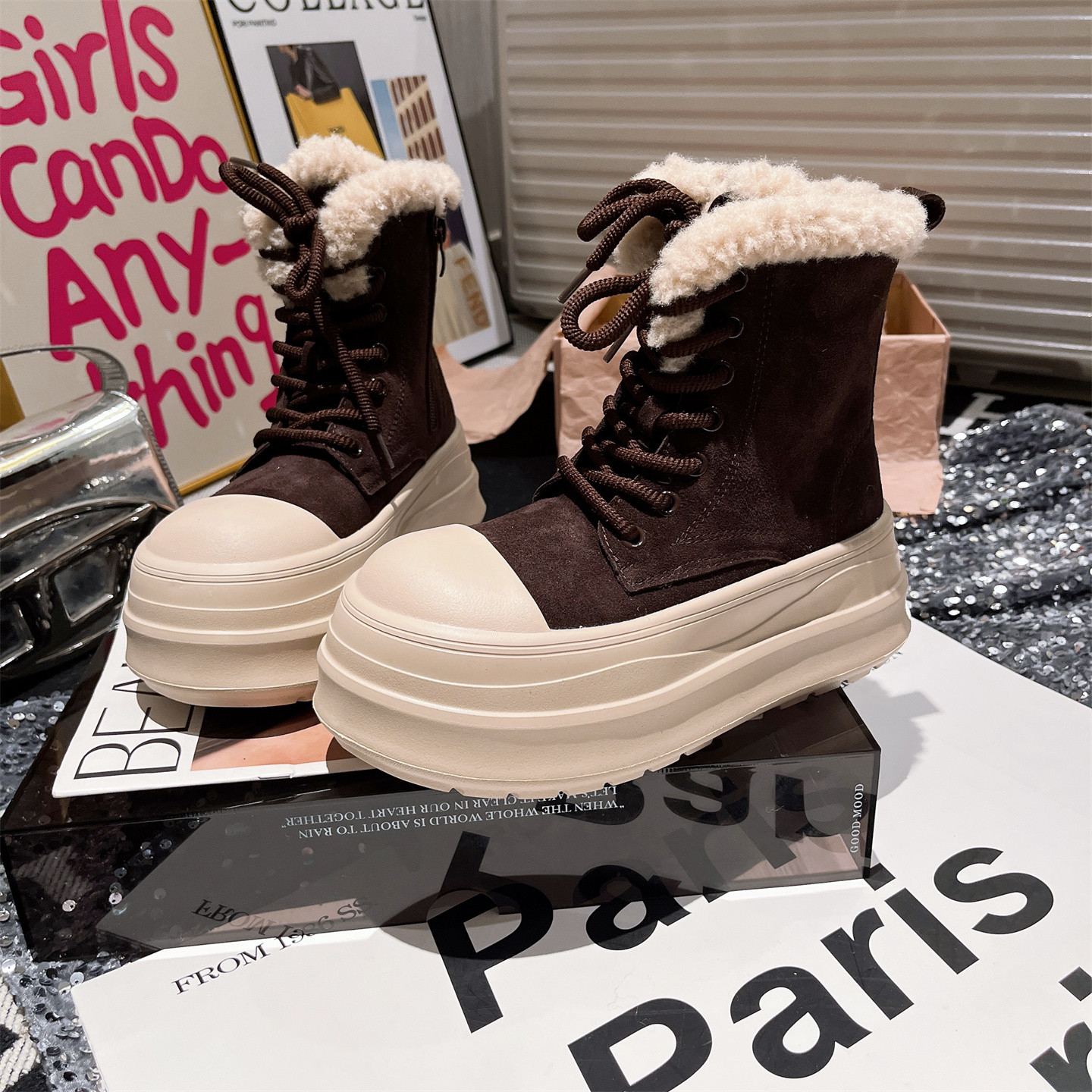 大头面包鞋休闲鞋高帮棉鞋女鞋