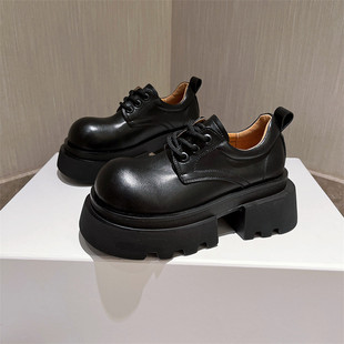 布洛克女鞋 潮酷德比大头JK小皮鞋 厚底单鞋 真牛皮2025年米奇头新款