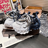 2025新款 小个子7cm厚底松糕超高跟女鞋 真皮水钻渐变老爹鞋 运动鞋