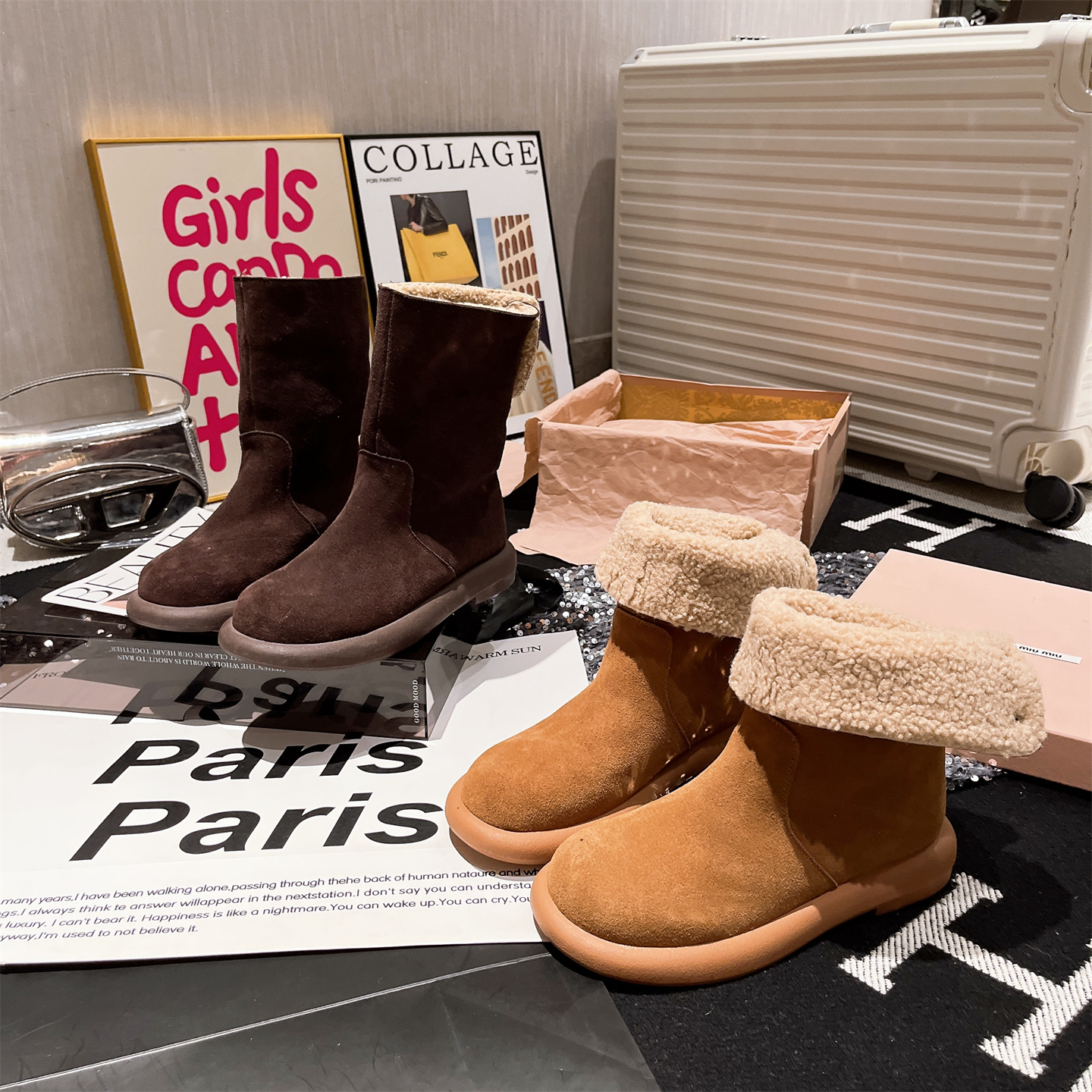 雪地棉靴短靴毛毛鞋平底鞋女鞋