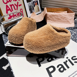 女鞋 羊毛版 勃肯鞋 厚底松糕卡皮巴拉包头半拖鞋 托 高端泰迪毛毛鞋