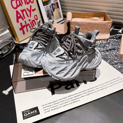 欧货真皮做旧擦色厚底松糕老爹鞋女2025新款百搭小个子7cm休闲鞋