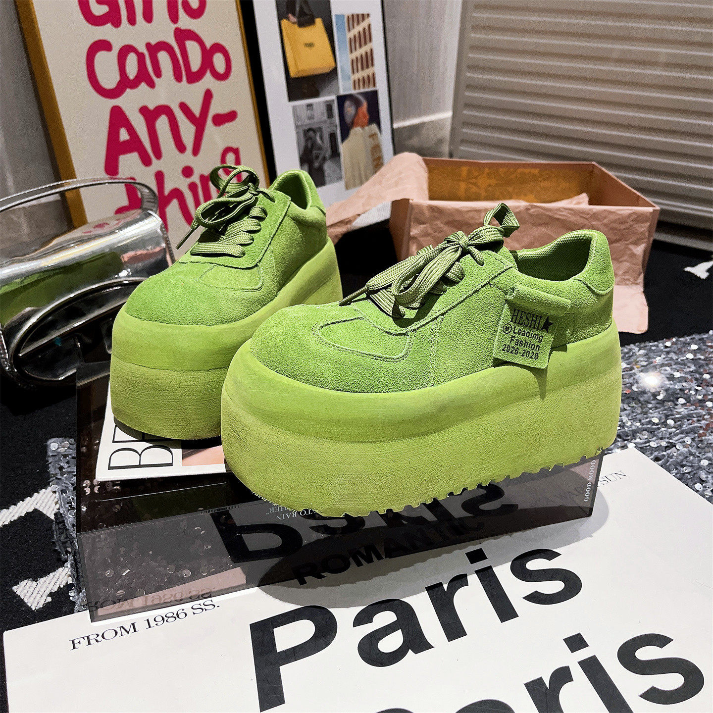 真皮版~欧货大头卡皮巴拉系带休闲勃肯鞋板鞋小个子8cm糖果色女鞋