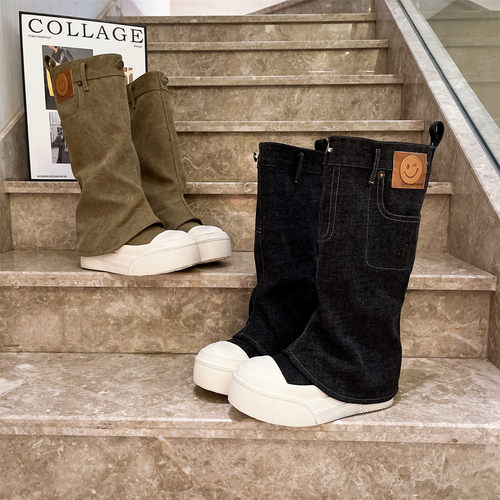 松糕机车靴长靴及膝靴辣妹裤管靴