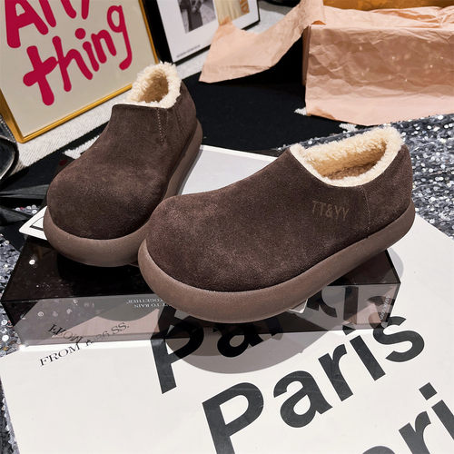 小土豆2025新款加绒一脚蹬乐福鞋