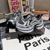 欧货擦色脏脏鞋 厚底松糕银灰色老爹鞋 运动鞋 真皮版 小个子6cm女鞋