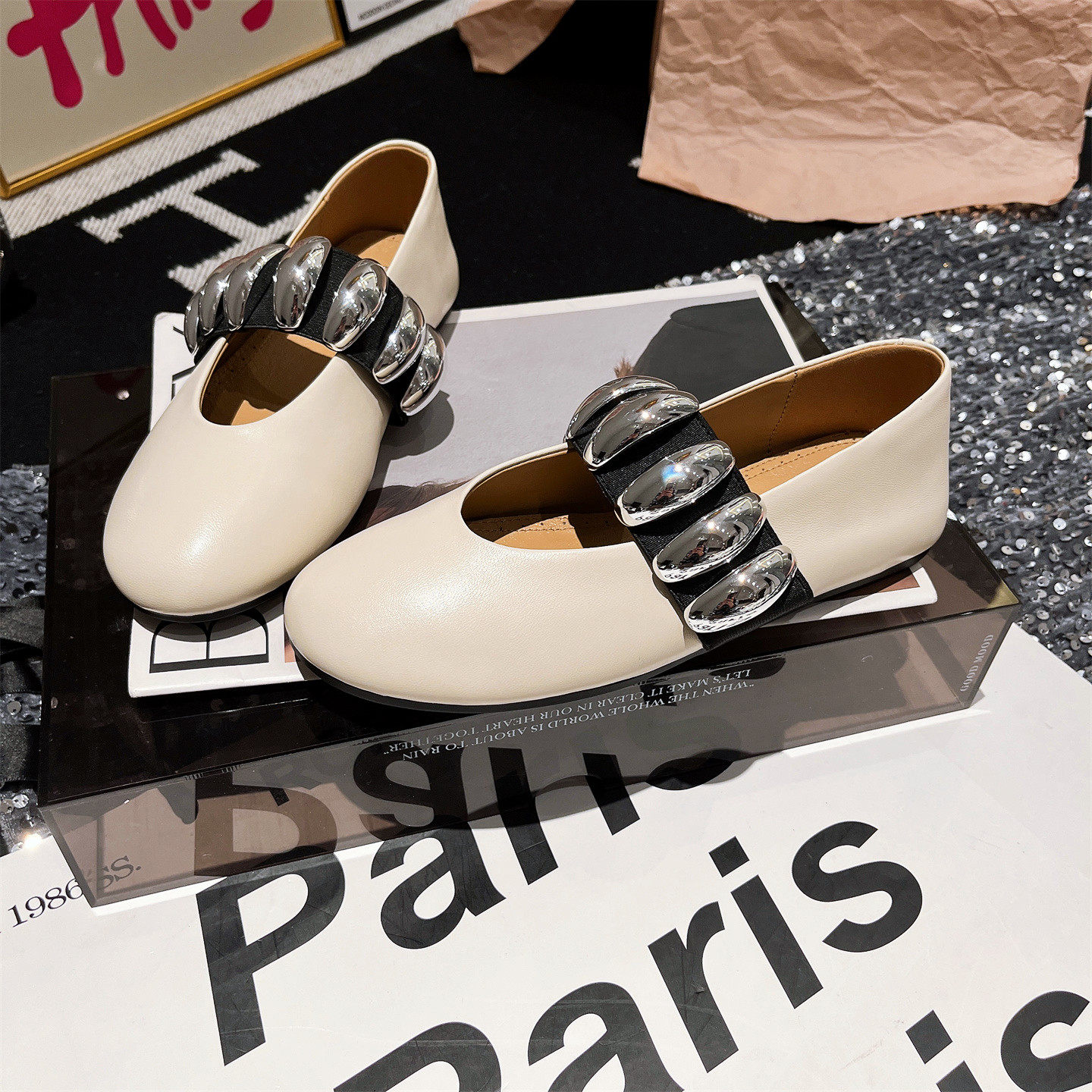 羊皮版~真皮一字金属扣玛丽珍芭蕾风乐福鞋小皮鞋平底小香风女鞋,女鞋,玛丽珍鞋,淘宝优惠券,粉丝福利购,淘宝优惠卷