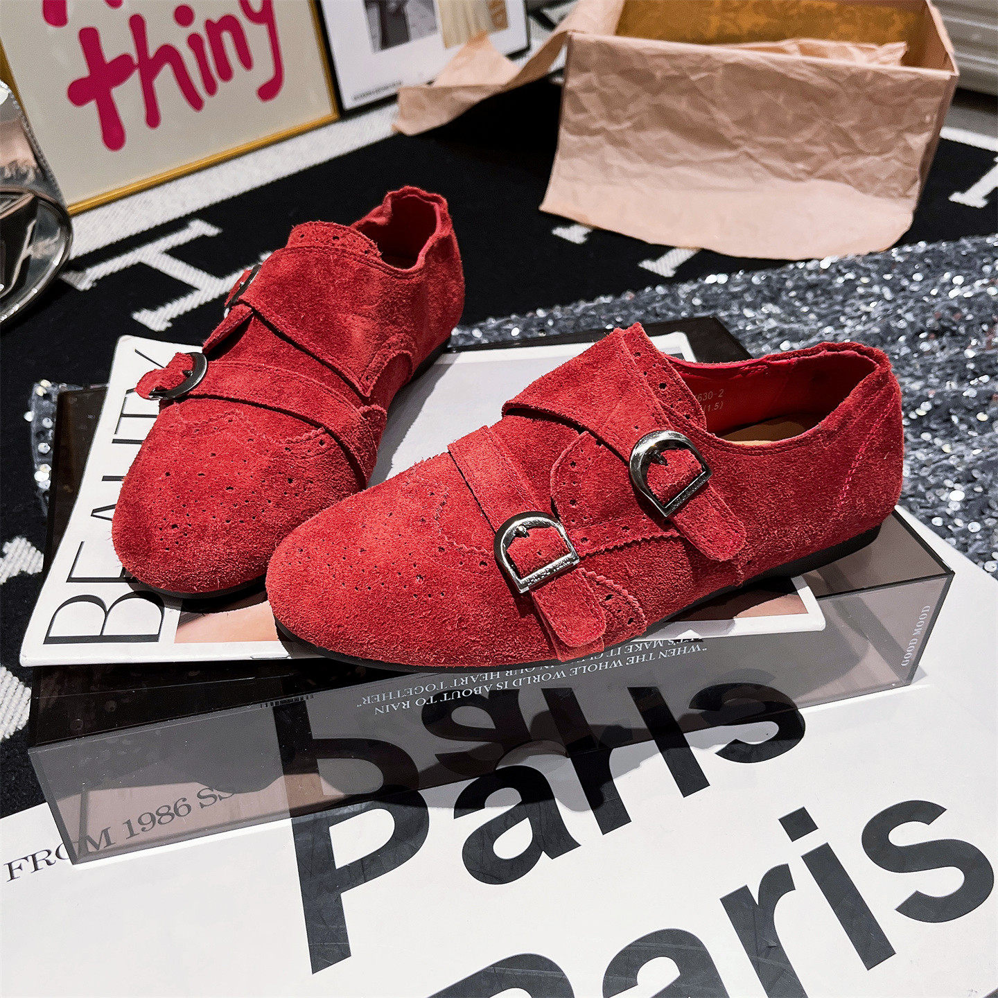 羊皮版~欧货磨砂皮布洛克雕花芭蕾风乐福鞋单鞋平底鞋小皮鞋女鞋,女鞋,勃肯鞋/软木鞋,淘宝优惠券,粉丝福利购,淘宝优惠卷