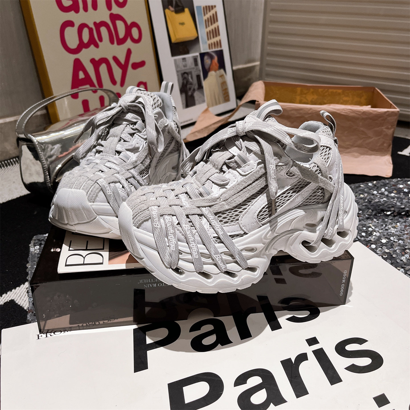 6cm~欧洲站做旧绑带字母蜘蛛侠小个子超高跟老爹鞋运动鞋休闲女鞋,女鞋,老爹鞋,淘宝优惠券,粉丝福利购,淘宝优惠卷