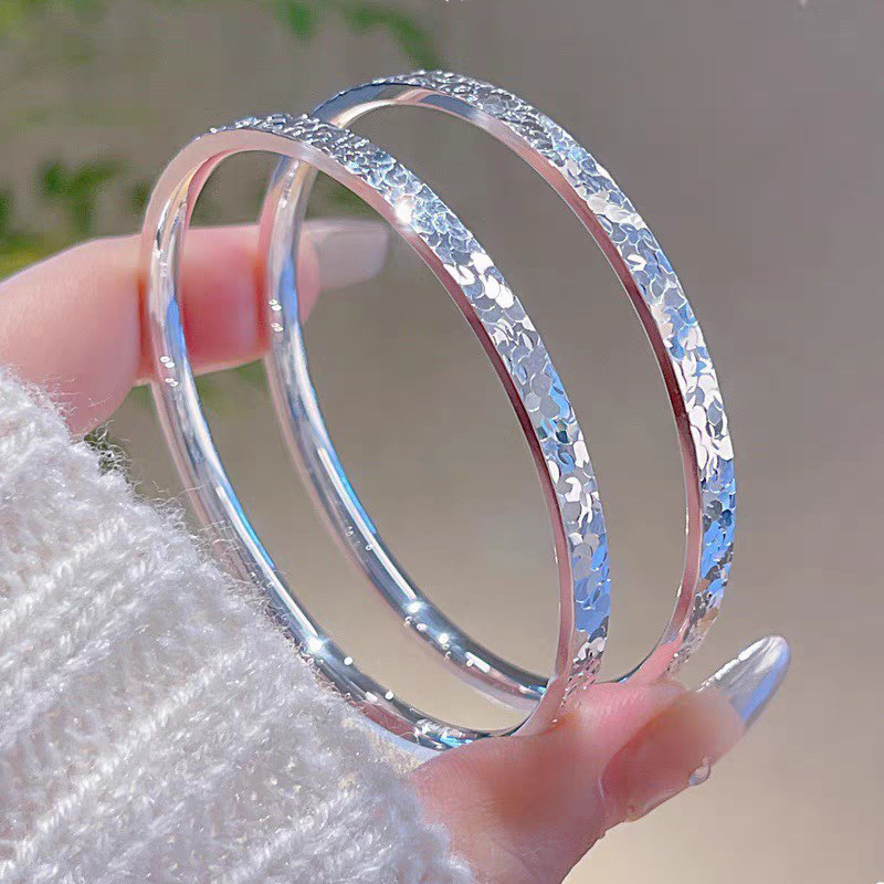 碎冰冰纯银手镯女轻奢高级足银9999闭口银镯子送闺蜜女友情人礼物