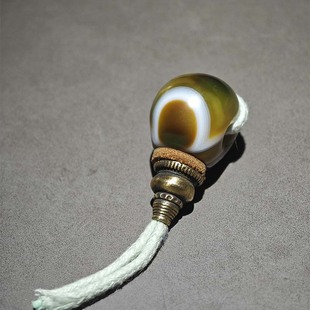 18.5MM天然缠丝玛瑙眼佛头大三通文玩配饰佛珠手串配件藏式diy