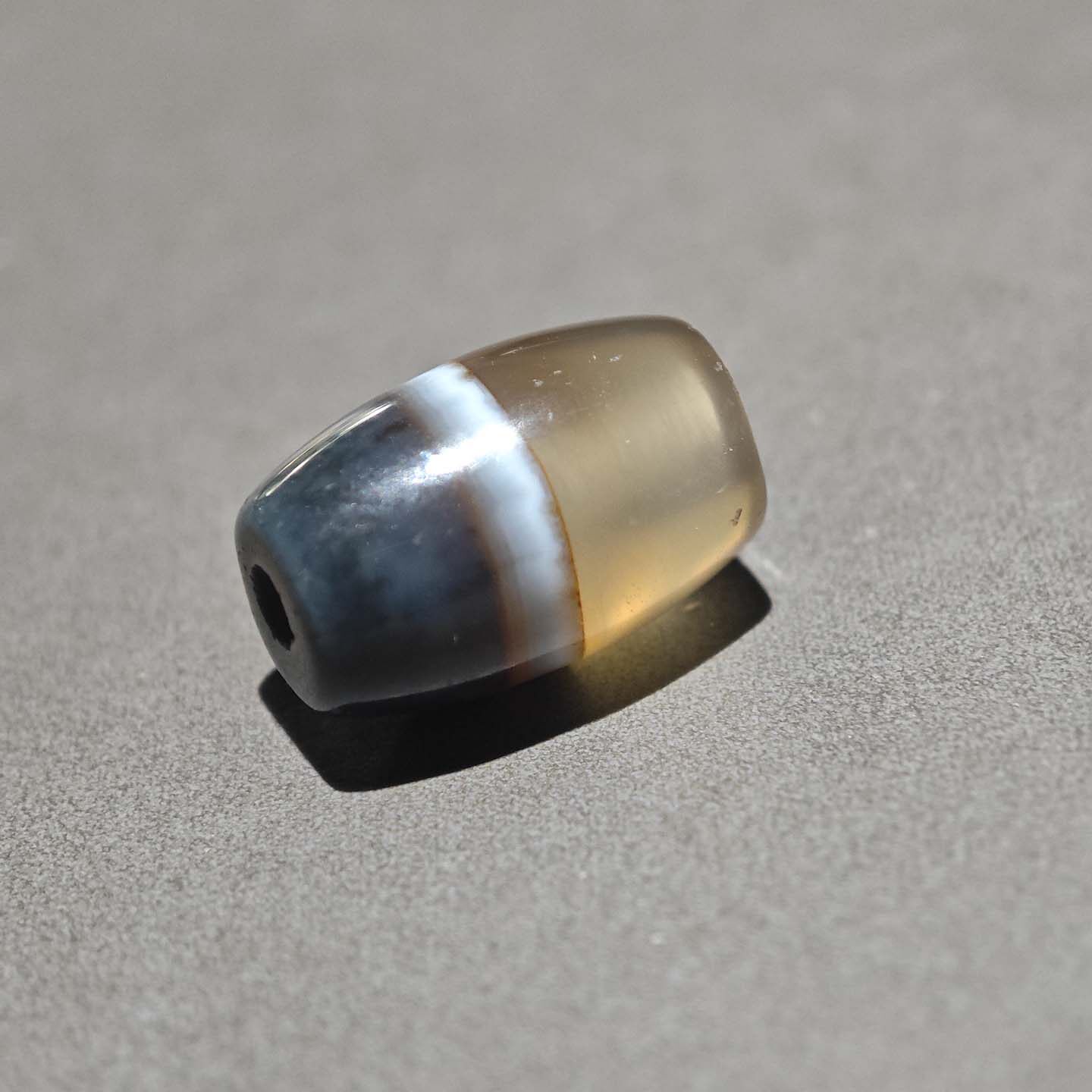 10MM西藏老天地蓝沁一线药师玛瑙桶珠散珠文玩配饰佛珠手串配件