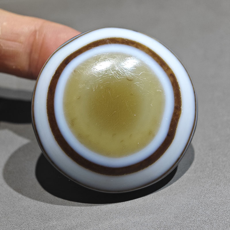 45MM藏传老羊板眼珠子天然缠丝玛瑙圆板眼锁骨链项链吊坠文玩佛眼