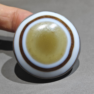 45MM藏传老羊板眼珠子天然缠丝玛瑙圆板眼锁骨链项链吊坠文玩佛眼