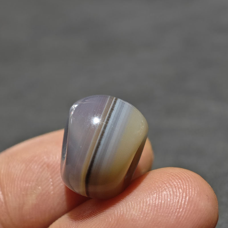 15.5MM天然灰皮黄沁天地一线药师玛瑙斜切猪大肠马蹄珠子佛珠手串