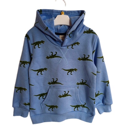 酷咿熊新款男童春秋连帽加绒卫衣薄绒针织衫中大童洋气儿童套头衫