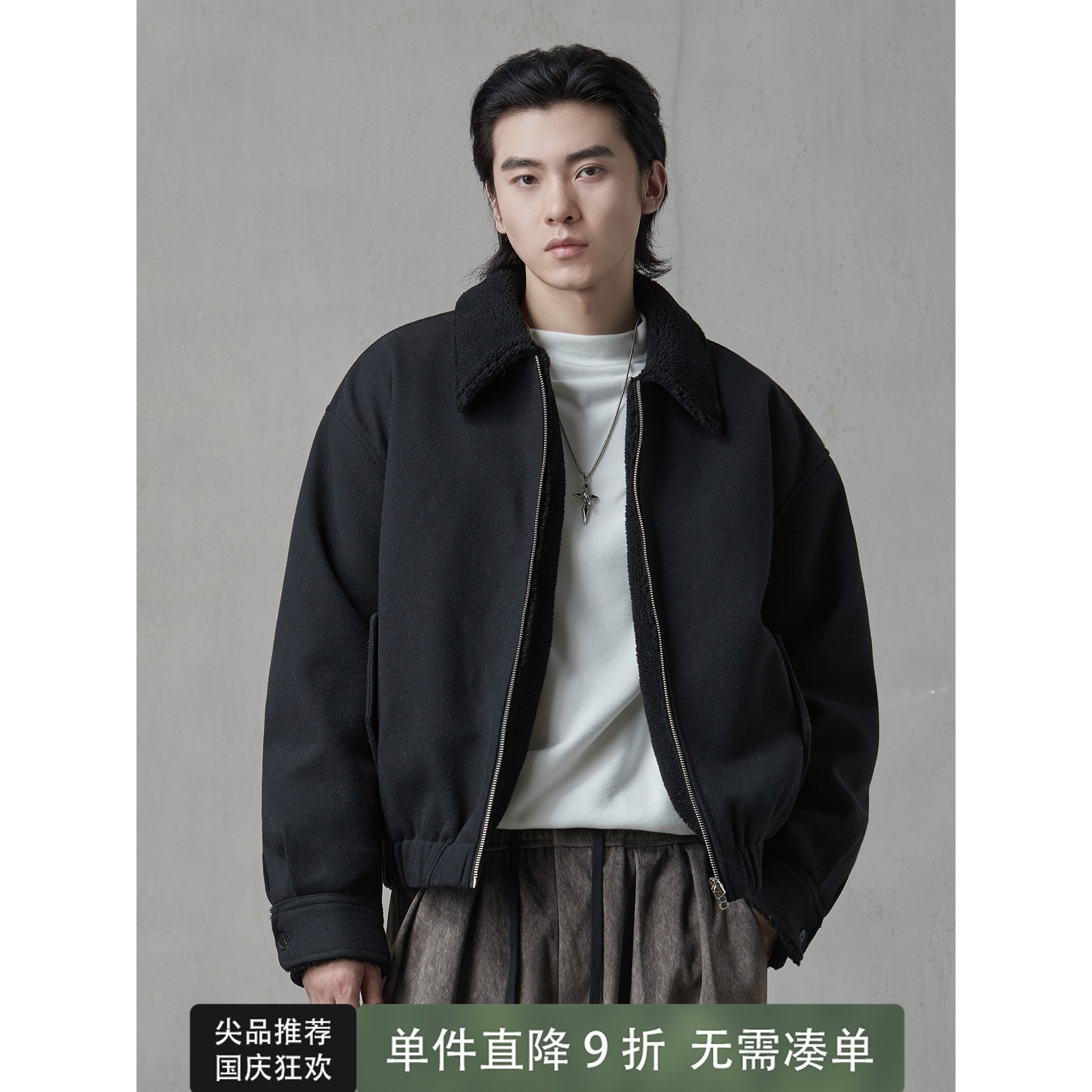 hebbles/亨佰仕美式复古宽松休闲夹克男2025新款翻领外套