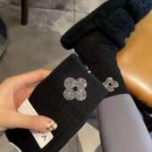 韩国春秋季 网红闪亮水钻笑脸爱心黑色堆堆袜日系中筒长袜子女潮